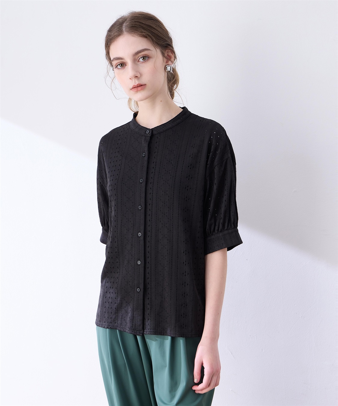 LE SOUK HOLIDAY カットワークレースバンドカラーブラウス_sub_7