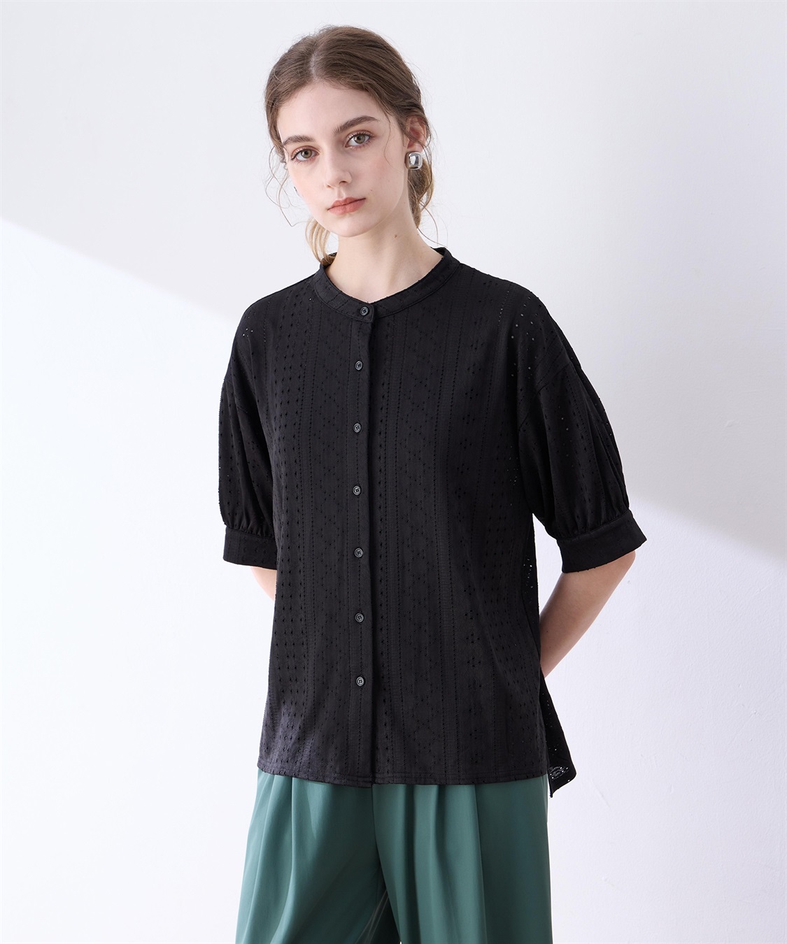 LE SOUK HOLIDAY カットワークレースバンドカラーブラウス_sub_8