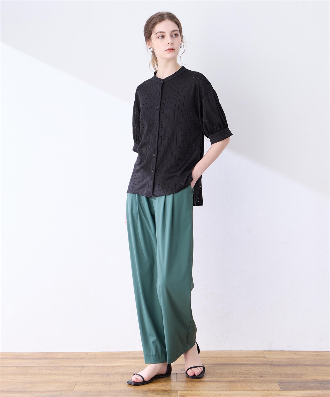 LE SOUK HOLIDAY カットワークレースバンドカラーブラウス_sub_9