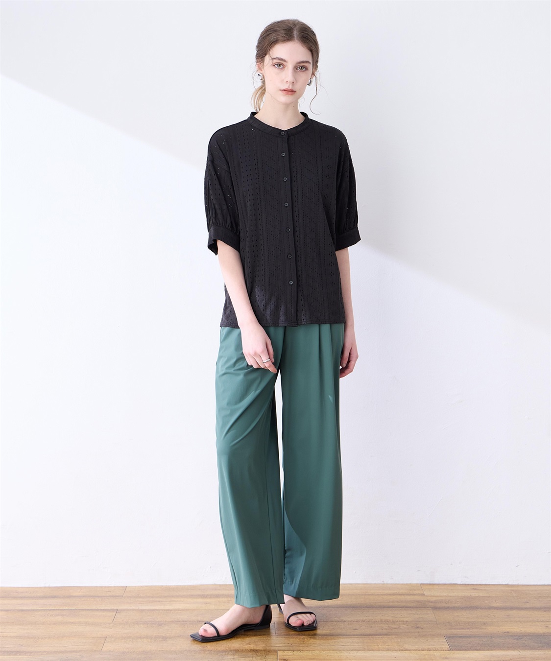 LE SOUK HOLIDAY カットワークレースバンドカラーブラウス_sub_10