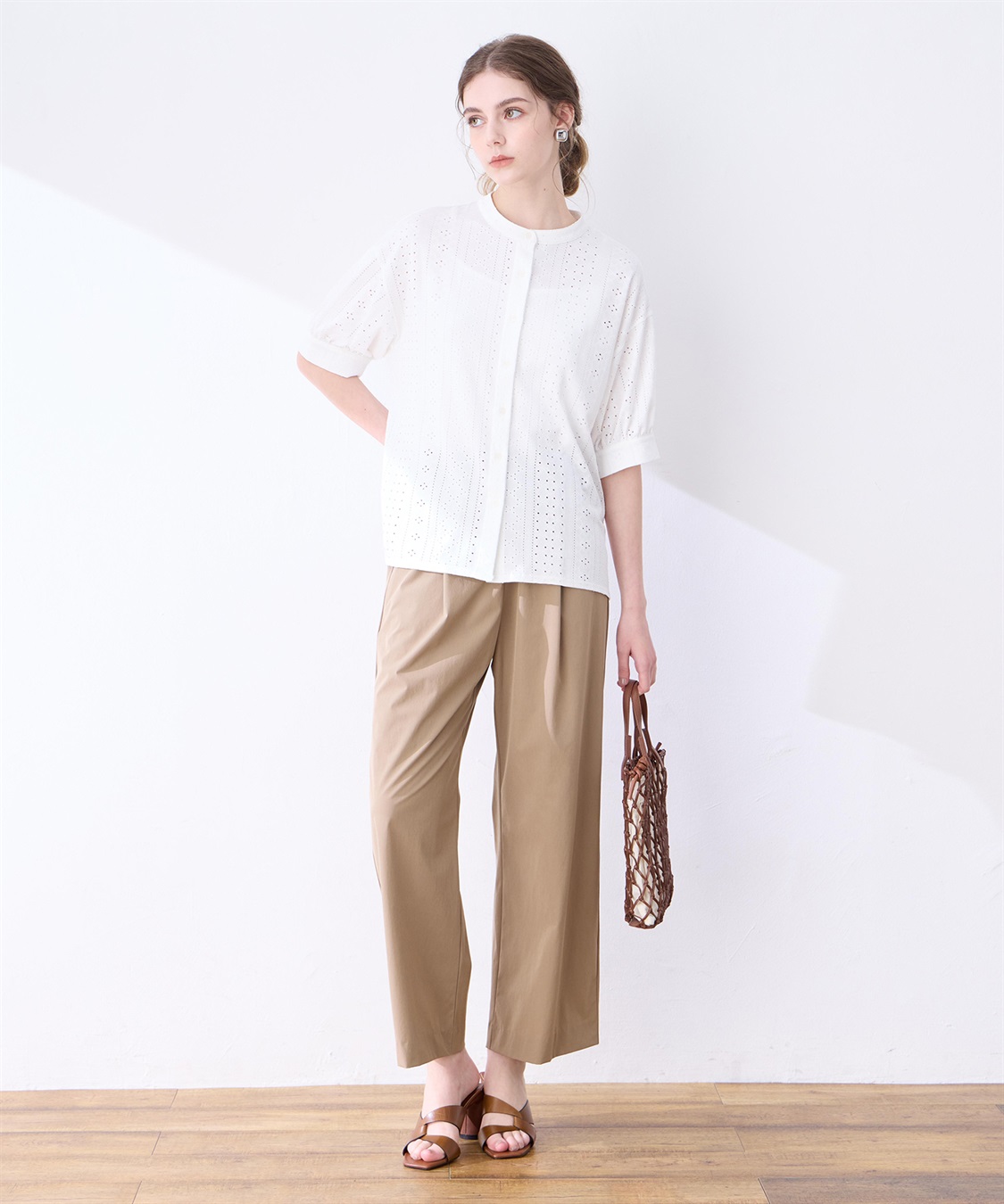 LE SOUK HOLIDAY カットワークレースバンドカラーブラウス_sub_15