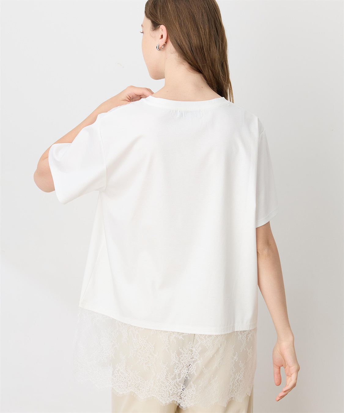 LE SOUK HOLIDAY 裾レースドッキングTシャツ【接触冷感】_sub_2