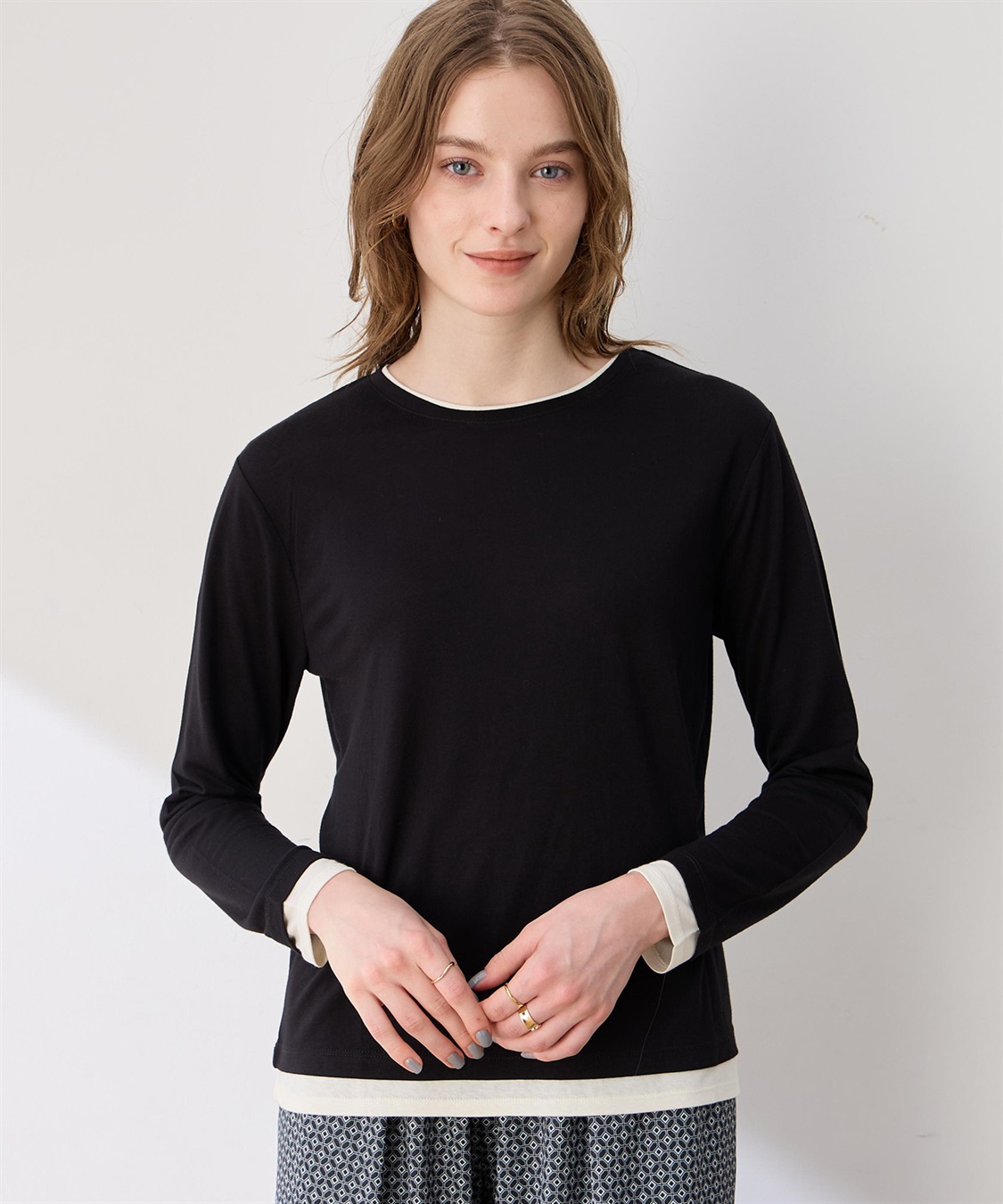 LE SOUK HOLIDAY レイヤード風クルーネックTシャツ_sub_3
