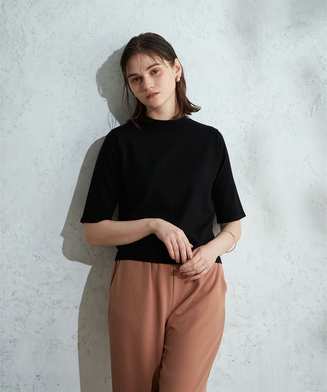 ルスークホリデー LE SOUK HOLIDAY ランタンスリーブプルオーバー （黒） ベーシックニットプルオーバー LE SOUK HOLIDAY｜クロスプラス