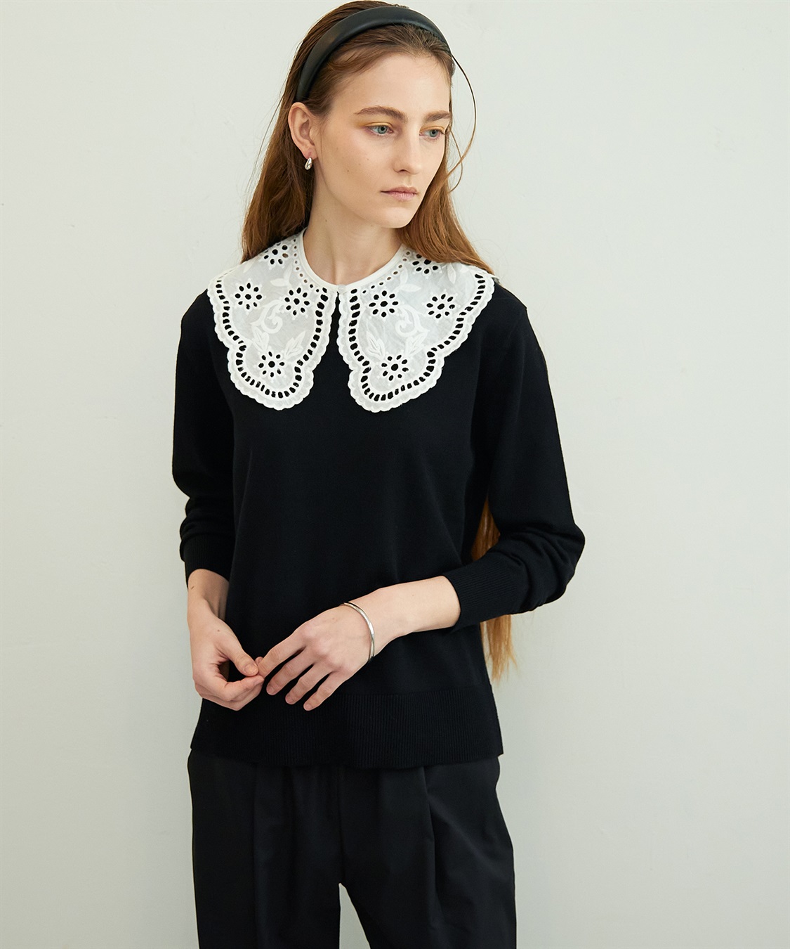 レースつけ衿ニットプルオーバー LE SOUK HOLIDAY｜クロスプラス公式