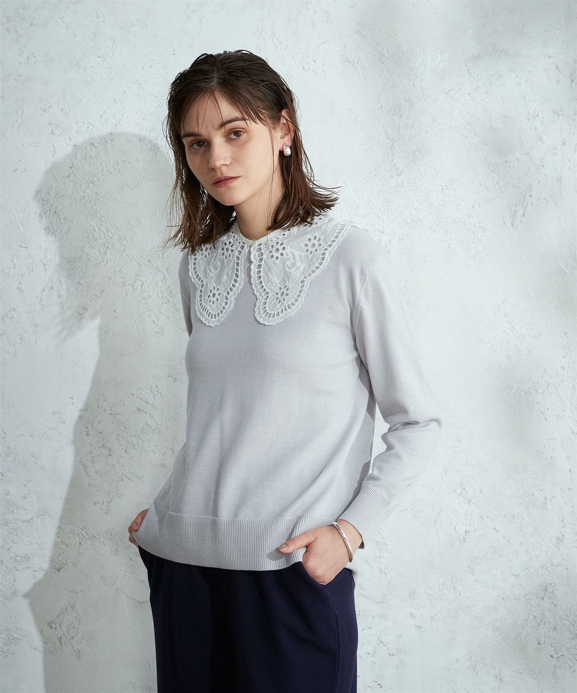 レースつけ衿ニットプルオーバー LE SOUK HOLIDAY｜クロスプラス公式