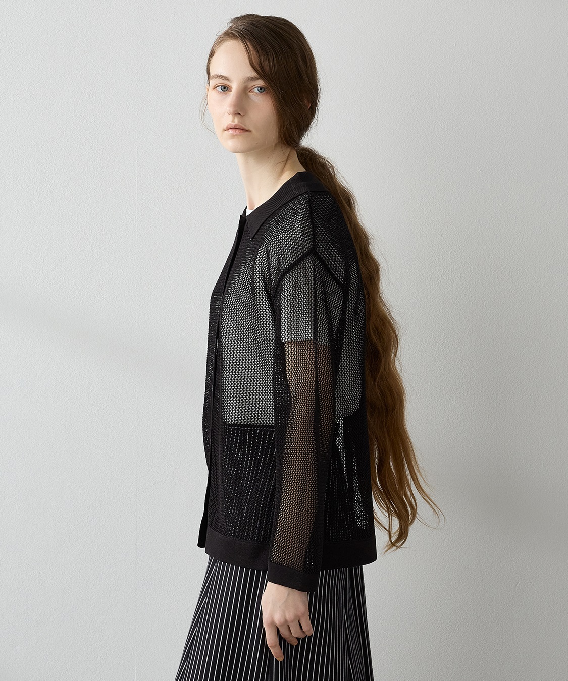 ‼️新品未開封‼️pois double mesh Cardigan【ブラック】 pois double mesh Cardigan ブラック