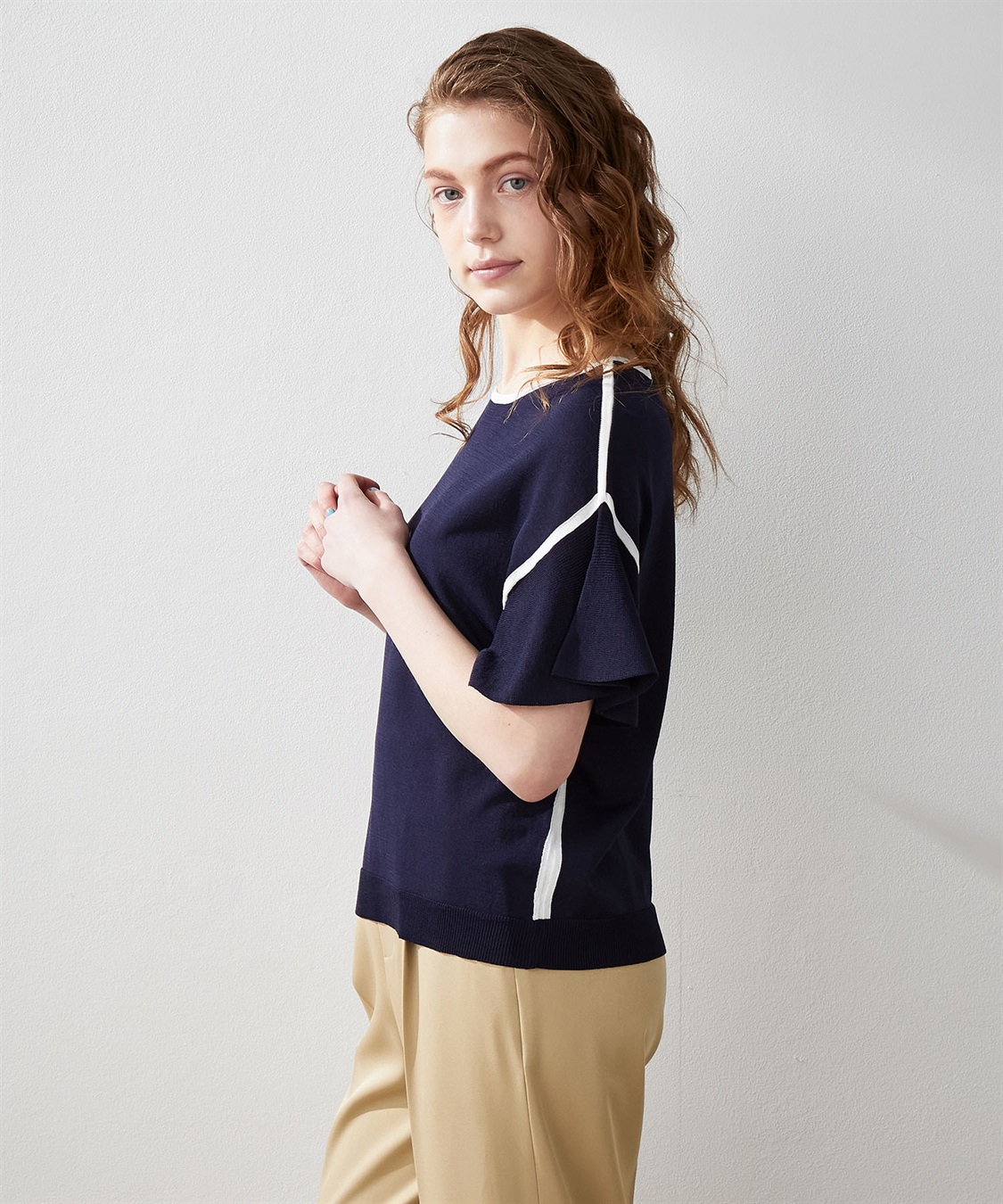 LE SOUK HOLIDAY フリルスリーブニットプルオーバー_sub_2