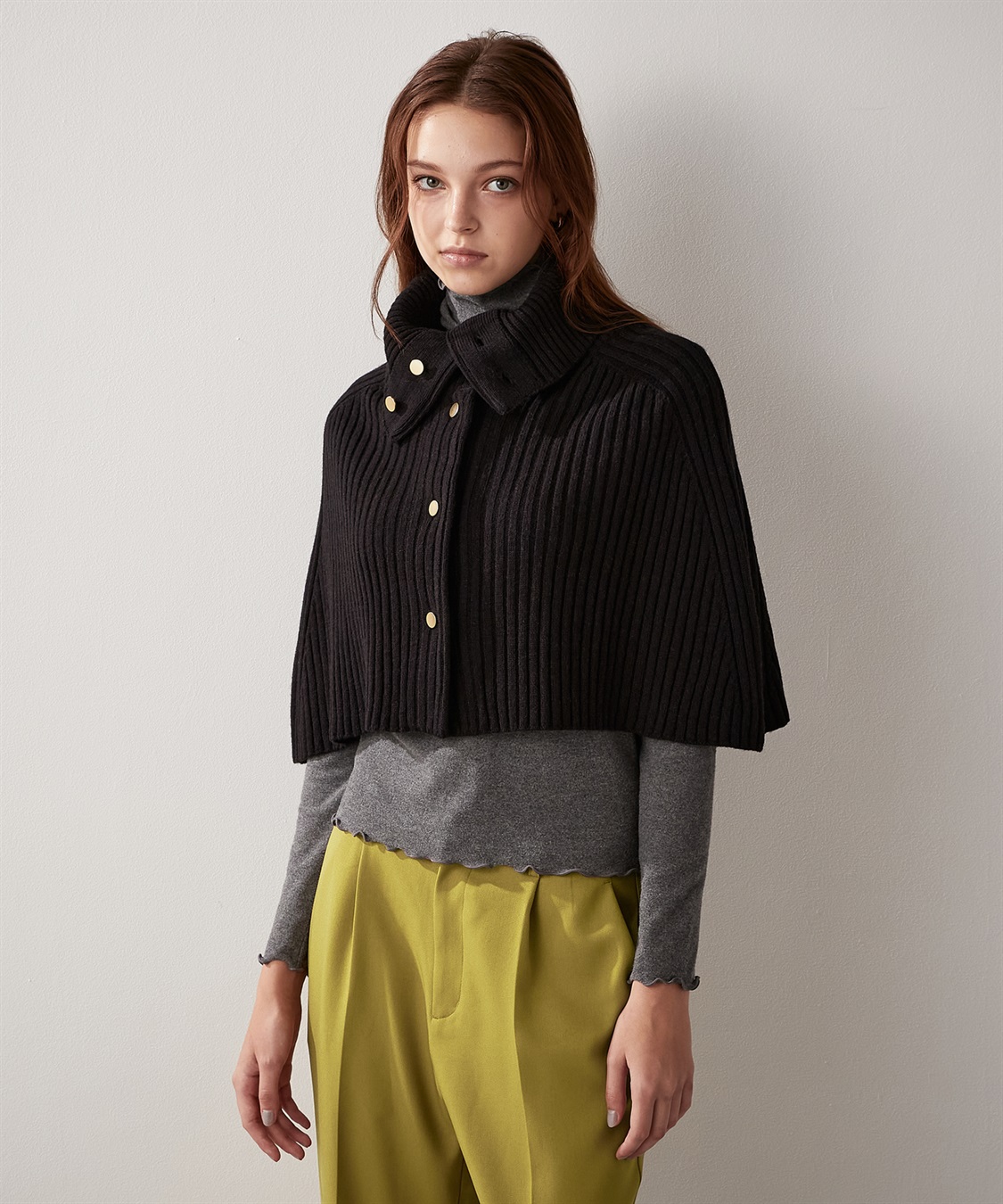 LE SOUK HOLIDAY 金ボタン ニットポンチョ_sub_10