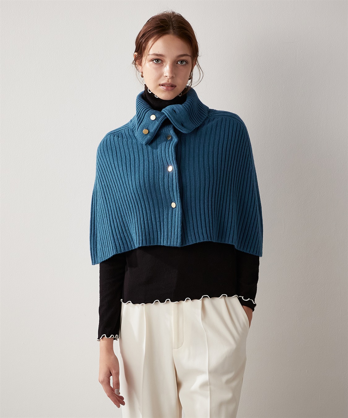 LE SOUK HOLIDAY 金ボタン ニットポンチョ_sub_15