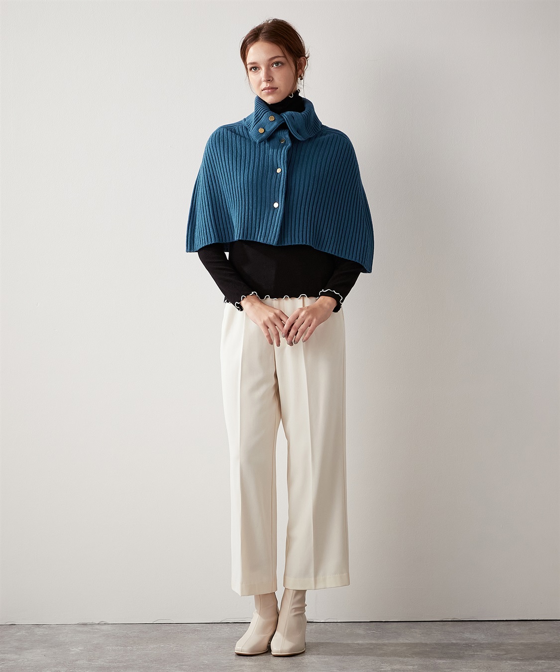 LE SOUK HOLIDAY 金ボタン ニットポンチョ_sub_18