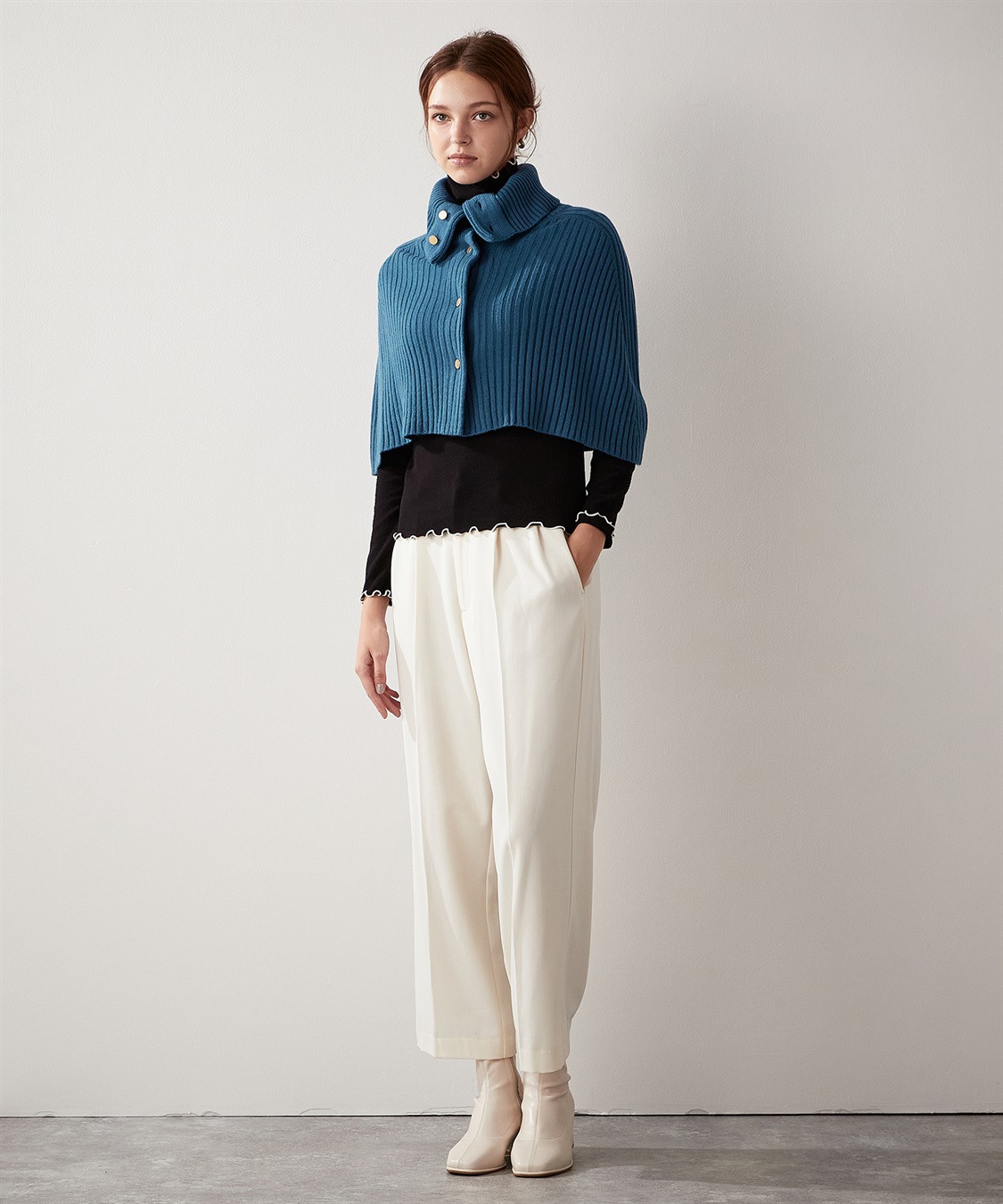 LE SOUK HOLIDAY 金ボタン ニットポンチョ_sub_19