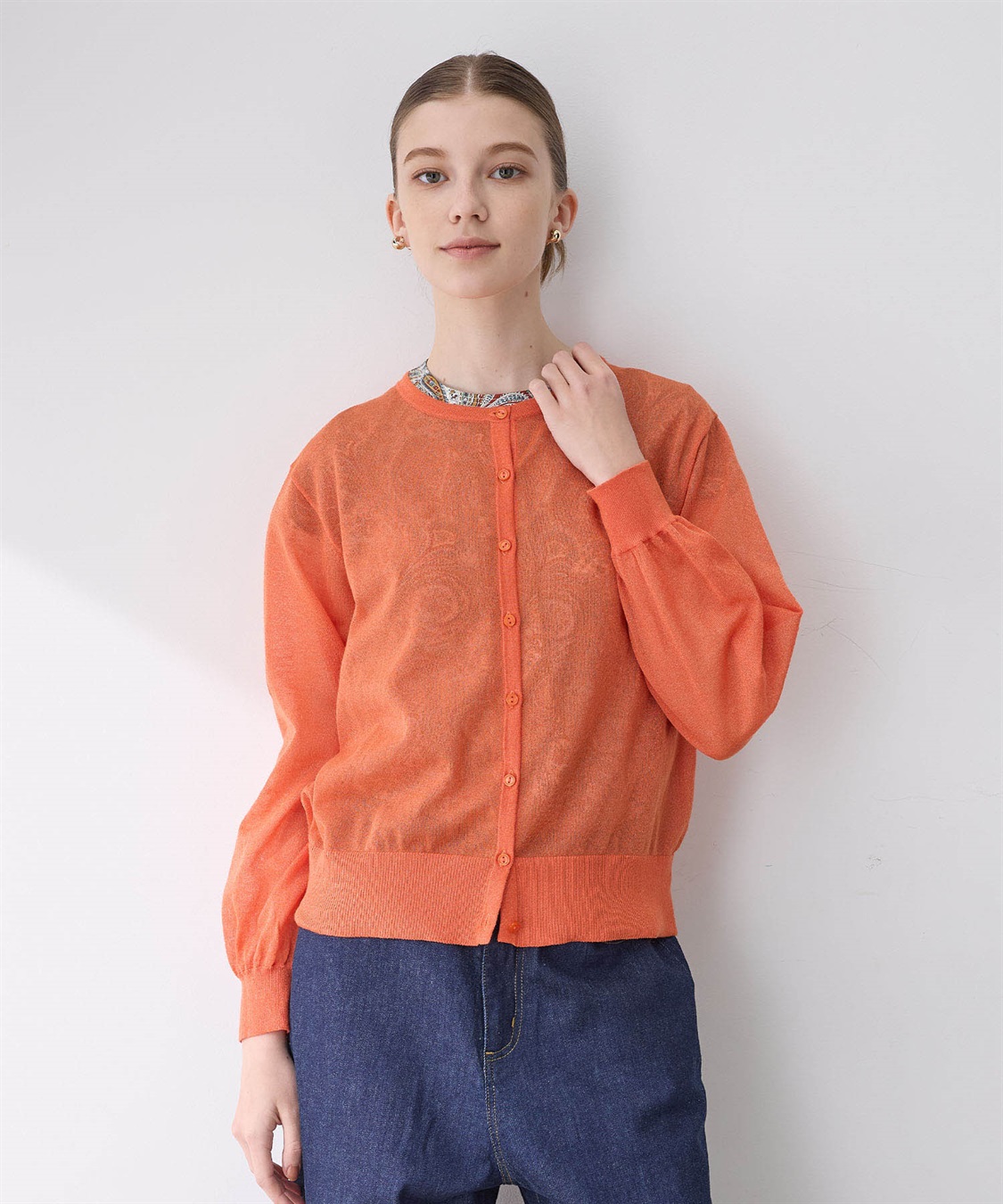 【Bois de Boulogne】幾何学模様　オレンジ　カーディガン　佐藤繊維 MARNI マルニ 19AW モヘアカーディガン 44 オレンジ - ブランド