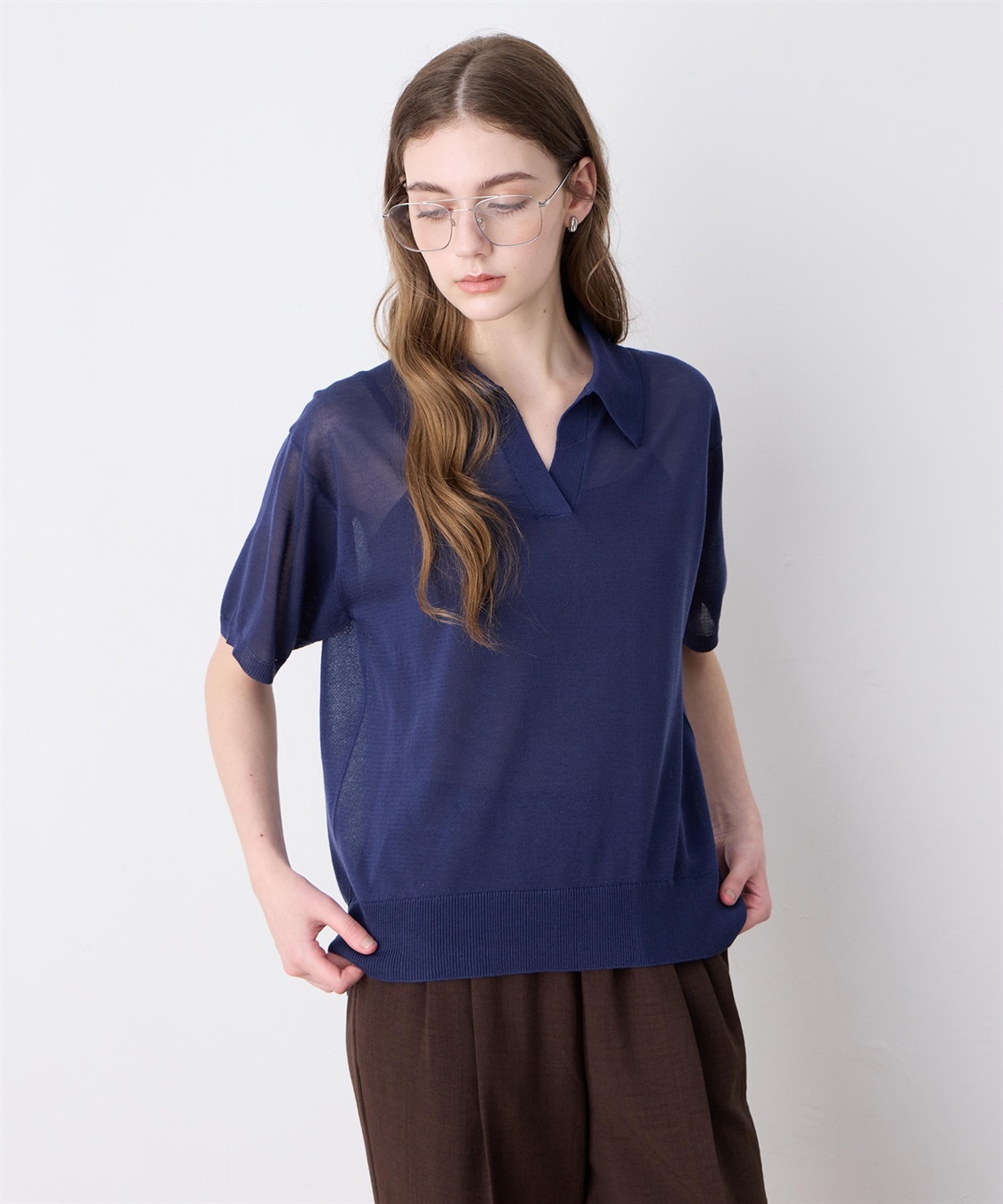 LE SOUK HOLIDAY 襟付きシアーニットプルオーバー_sub_1