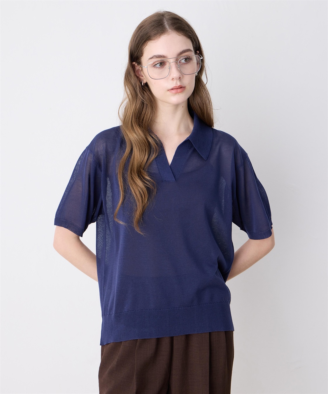 LE SOUK HOLIDAY 襟付きシアーニットプルオーバー_sub_2