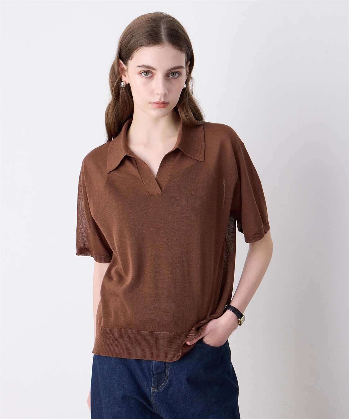 LE SOUK HOLIDAY 襟付きシアーニットプルオーバー_sub_8