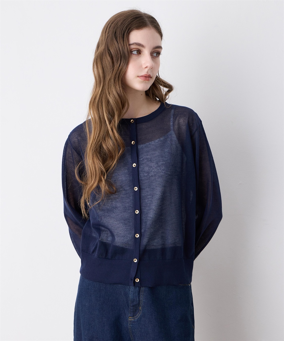 LE SOUK HOLIDAY 金ボタンシアーカーディガン_sub_7