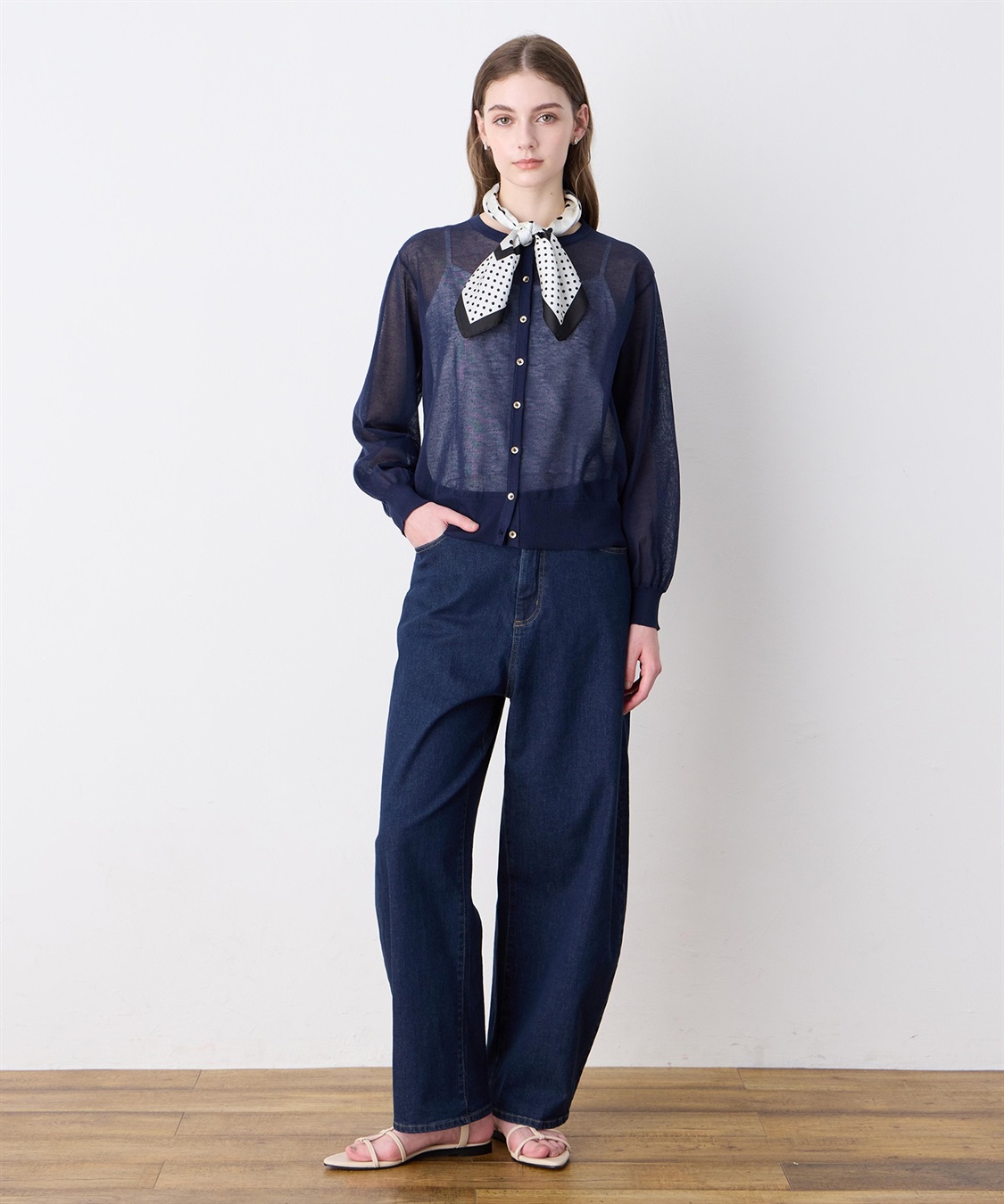 LE SOUK HOLIDAY 金ボタンシアーカーディガン_sub_16