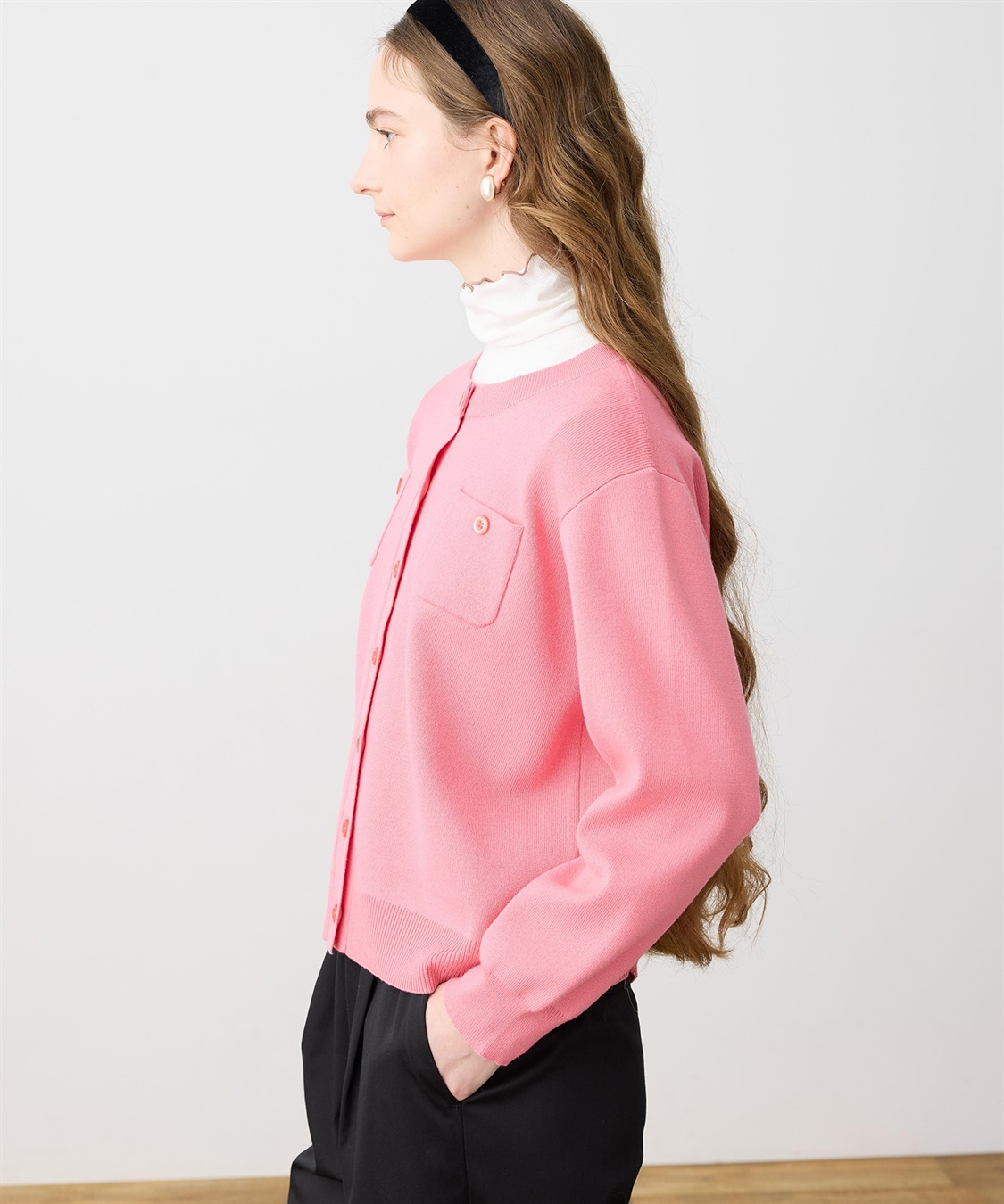 LE SOUK HOLIDAY ニットクルーネックカーディガン【ハンドウォッシャブル】_sub_3