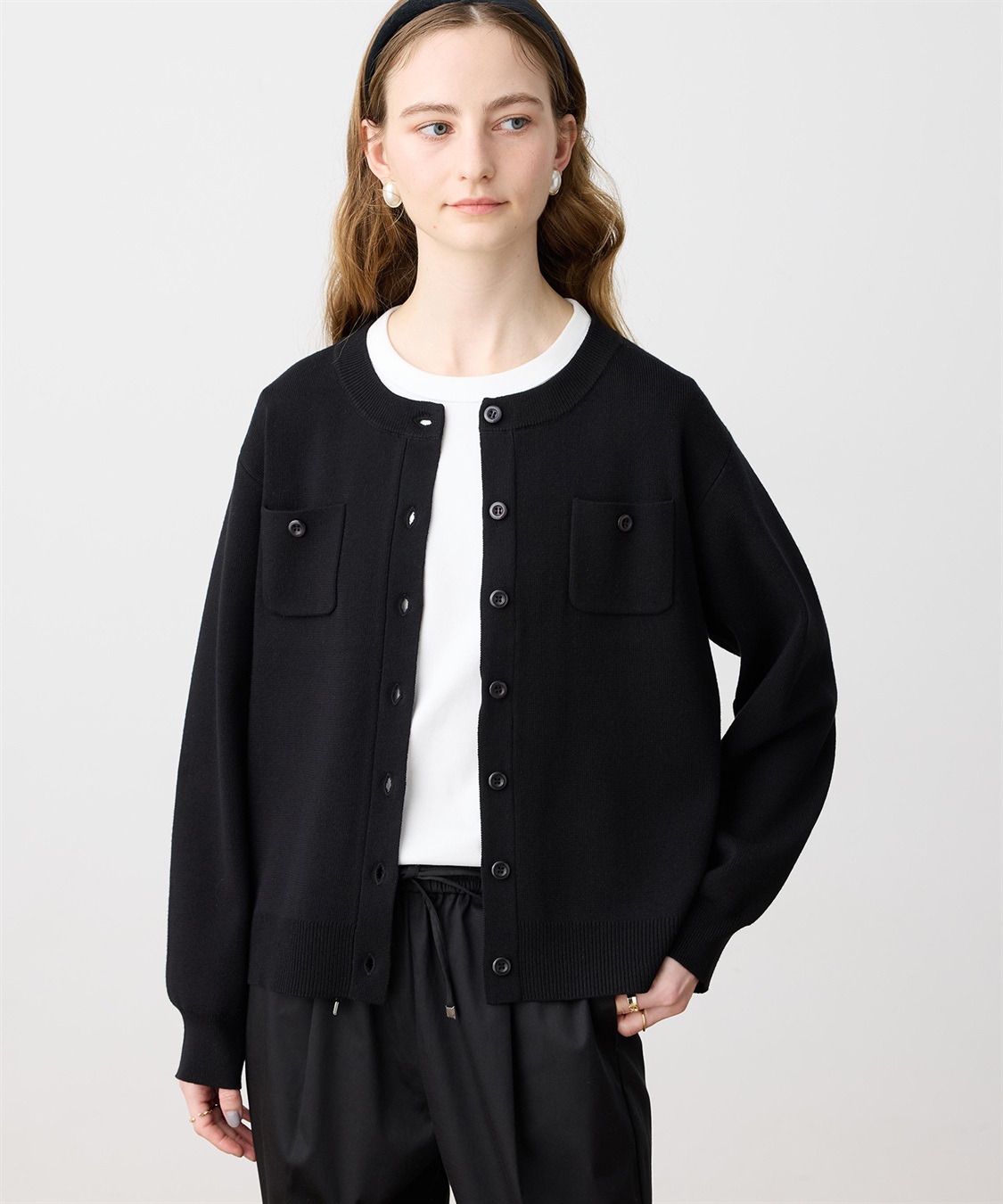 LE SOUK HOLIDAY ニットクルーネックカーディガン【ハンドウォッシャブル】_sub_9