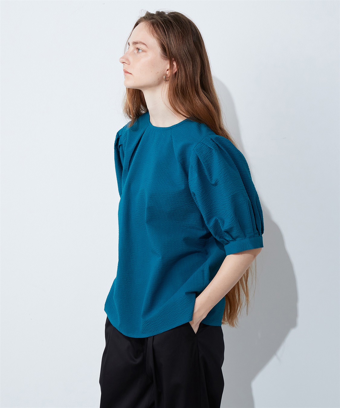 LE SOUK HOLIDAY タックスリーブサッカーブラウス_sub_14