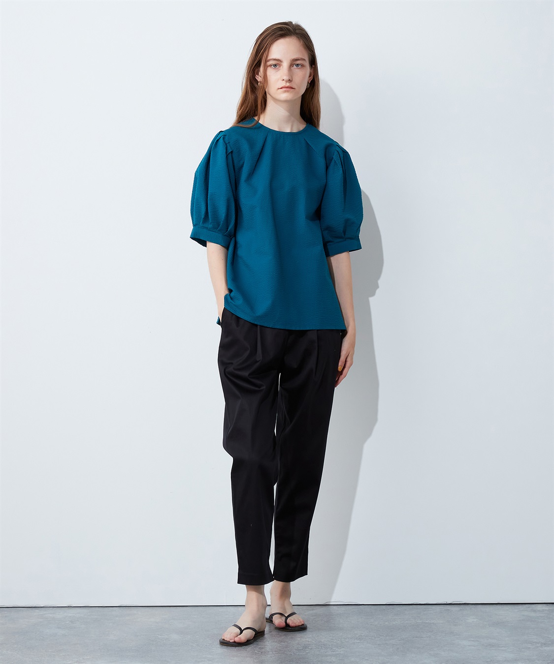 LE SOUK HOLIDAY タックスリーブサッカーブラウス_sub_16