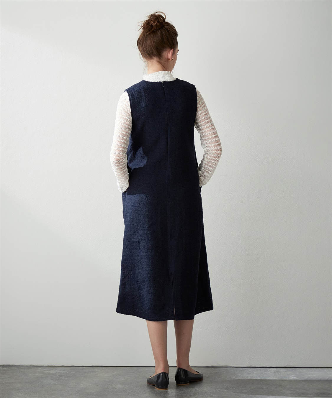 45R☆ウールツイードのジャンパースカート/ネイビーグリーン♪ 45R☆ウールツイードのジャンパースカート/ネイビーグリーン♪