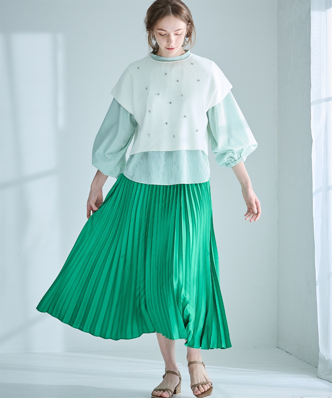 LE SOUK HOLIDAY ギャザーネックストライプブラウス_sub_16