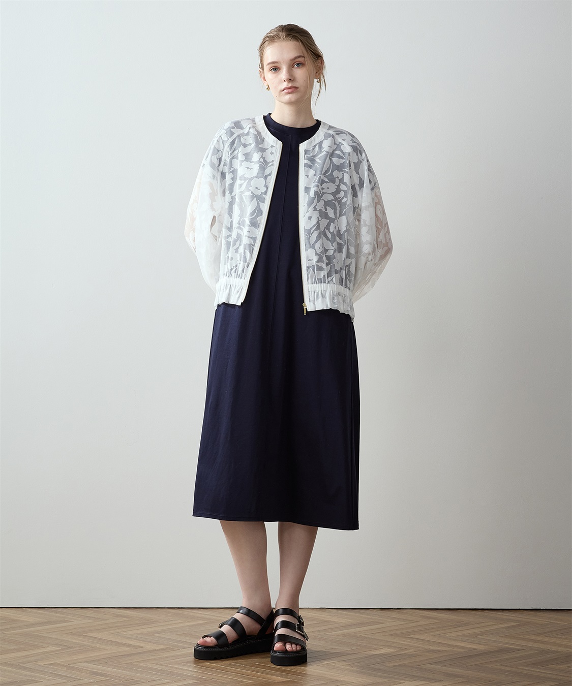 LE SOUK HOLIDAY 【接触冷感】袖テープモックネックワンピース_sub_9