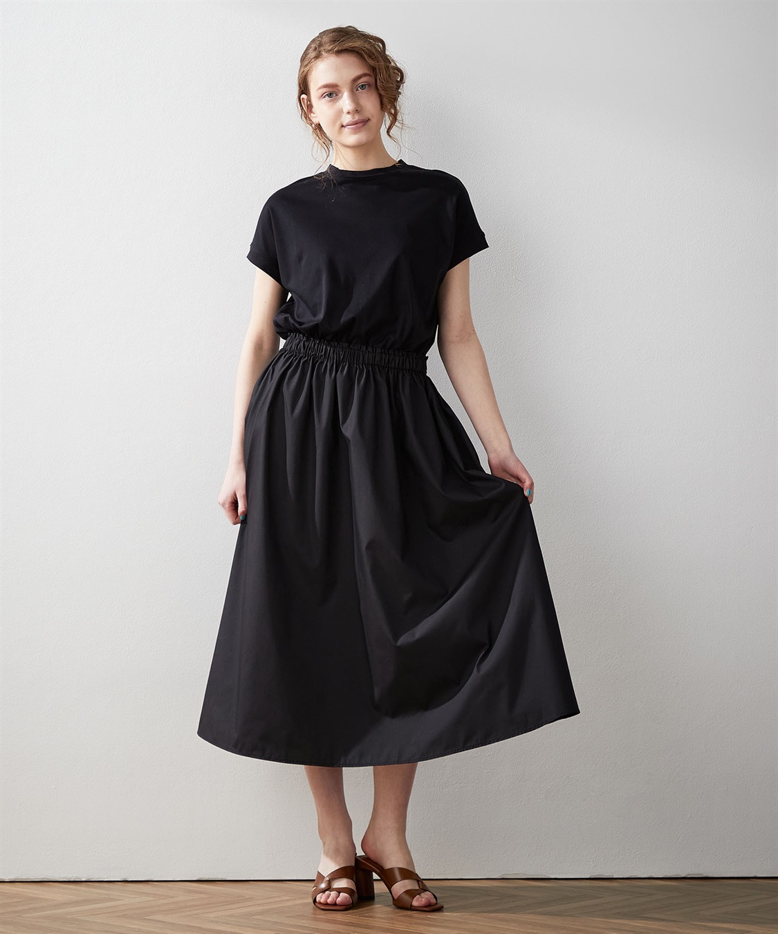 接触冷感】モックネックドッキングワンピース LE SOUK HOLIDAY｜クロス