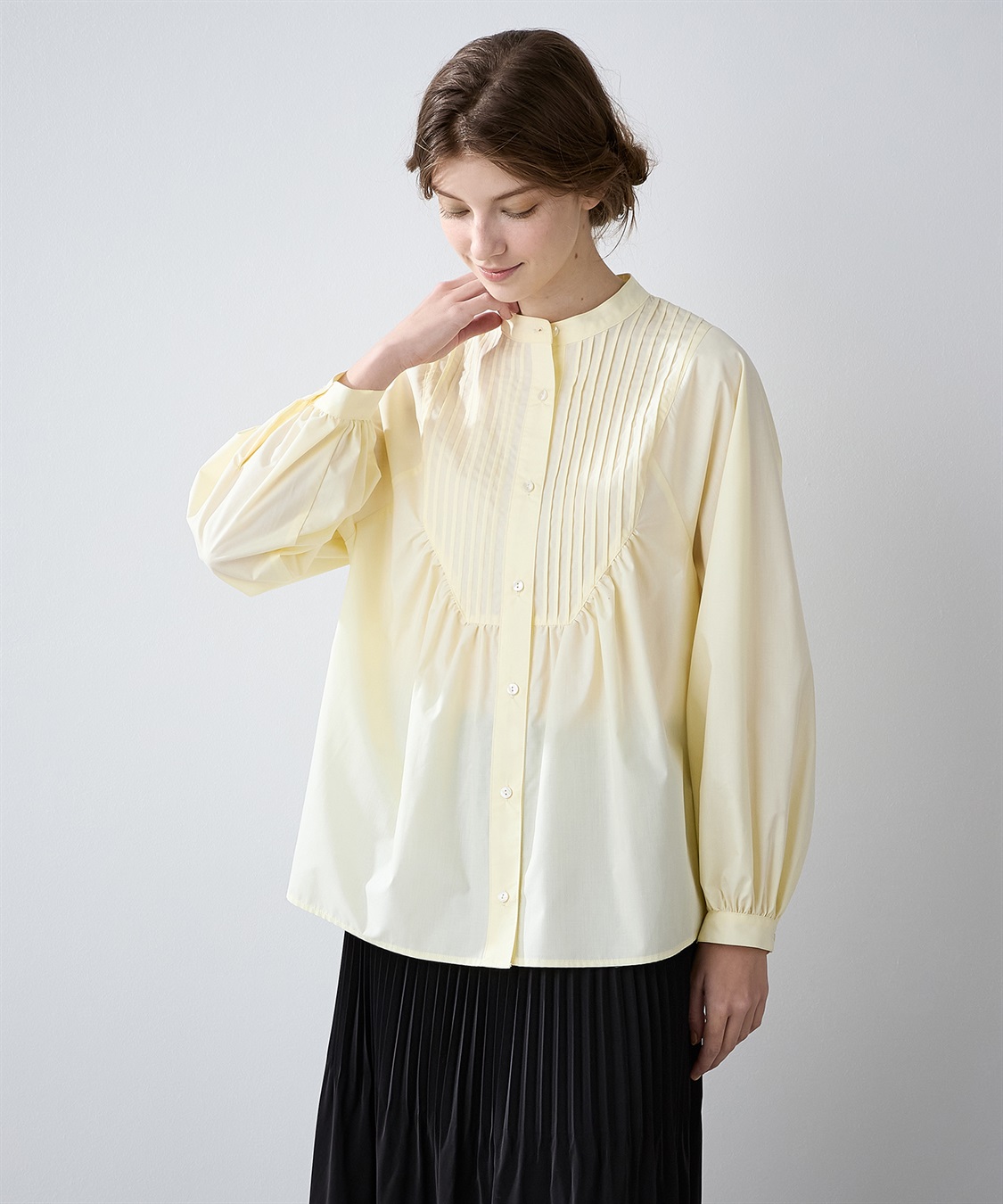 LE SOUK HOLIDAY スタンドネック ピンタックブラウス_sub_1