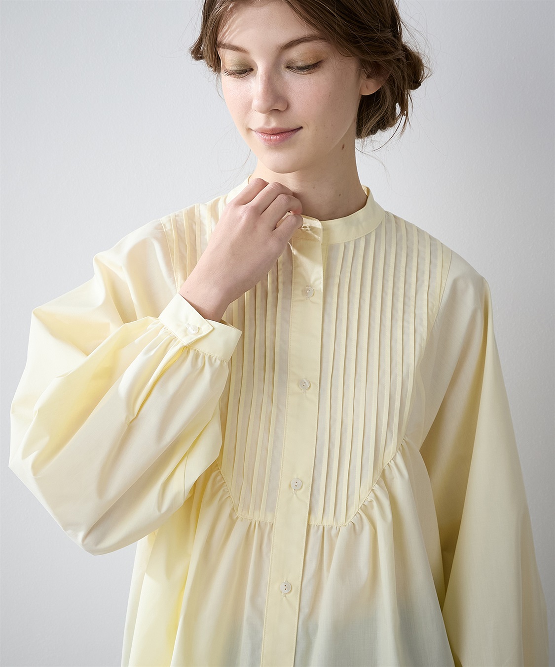 LE SOUK HOLIDAY スタンドネック ピンタックブラウス_sub_6