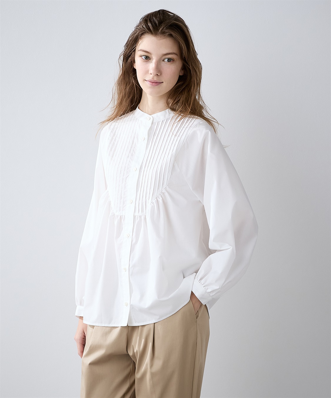 LE SOUK HOLIDAY スタンドネック ピンタックブラウス_sub_12