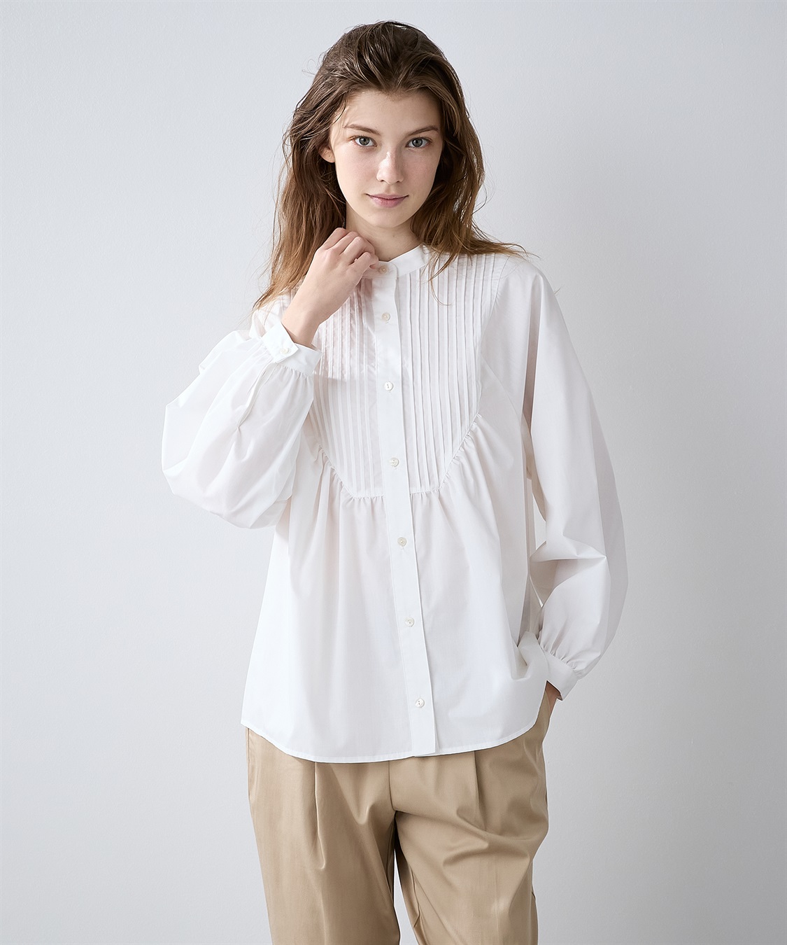 LE SOUK HOLIDAY スタンドネック ピンタックブラウス_sub_13