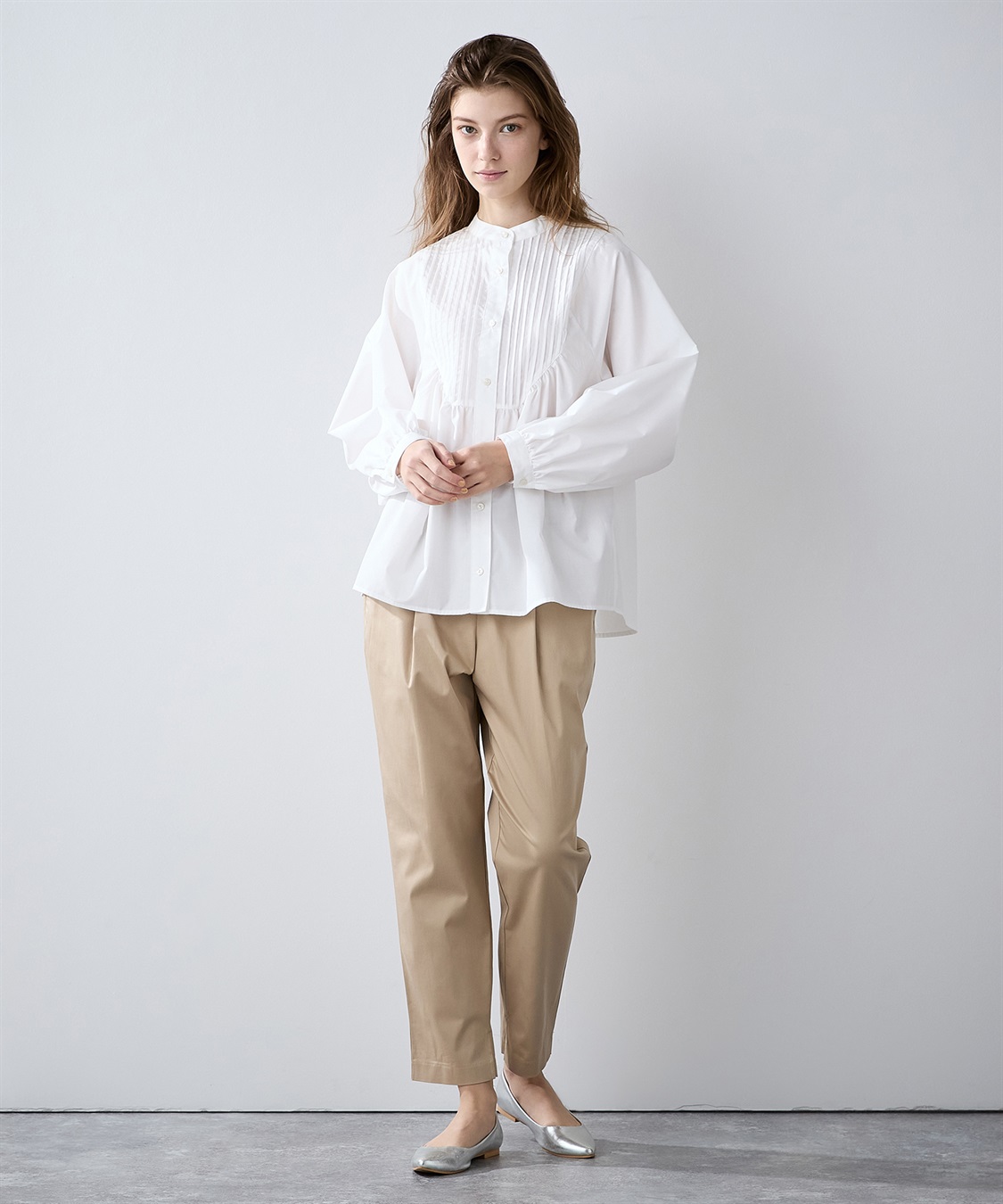 LE SOUK HOLIDAY スタンドネック ピンタックブラウス_sub_16