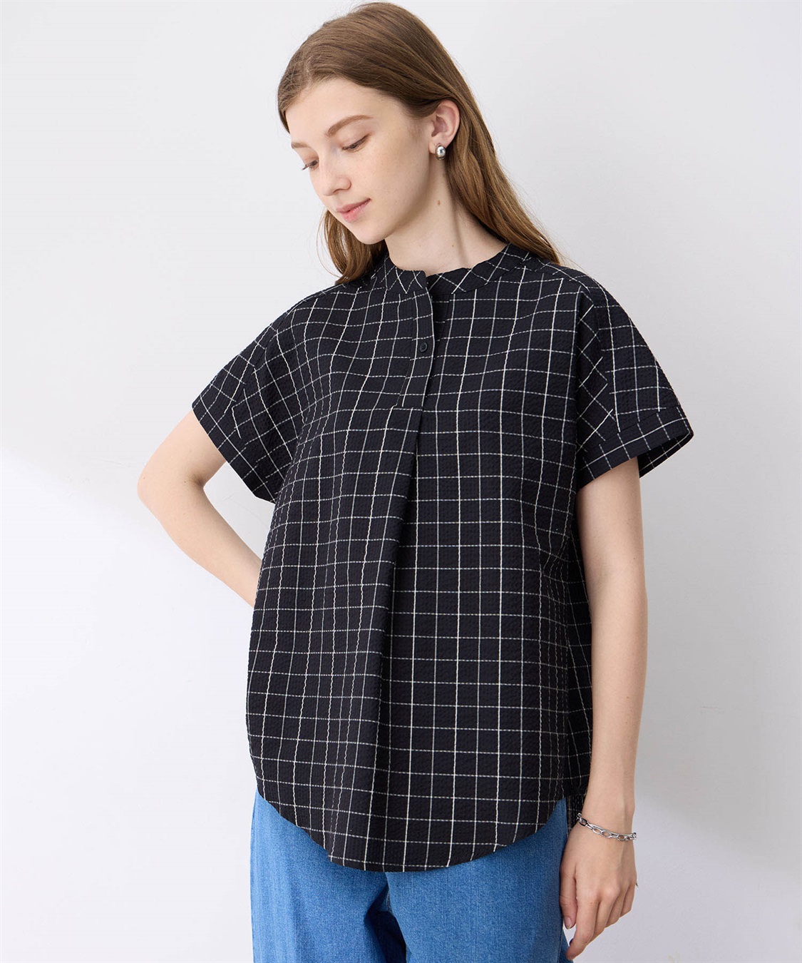 LE SOUK HOLIDAY スキッパーサッカーブラウス_sub_2