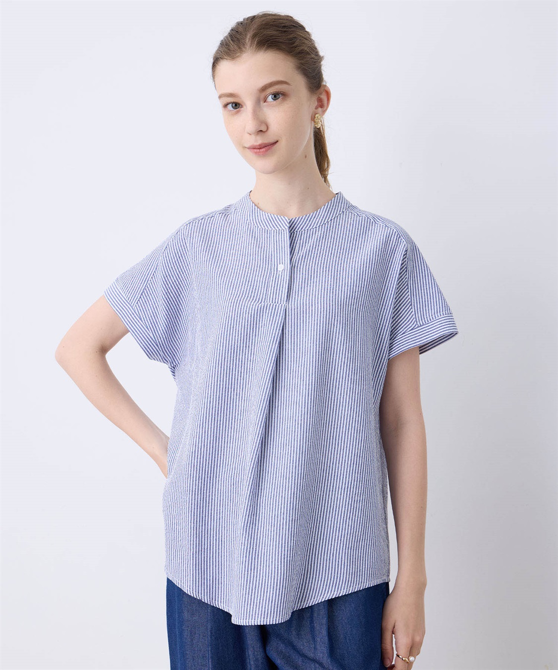 LE SOUK HOLIDAY スキッパーサッカーブラウス_sub_3