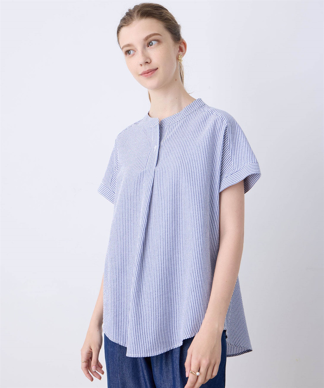 LE SOUK HOLIDAY スキッパーサッカーブラウス_sub_5