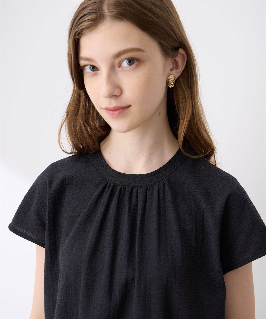 LE SOUK HOLIDAY ギャザーネックサッカーブラウス_sub_14