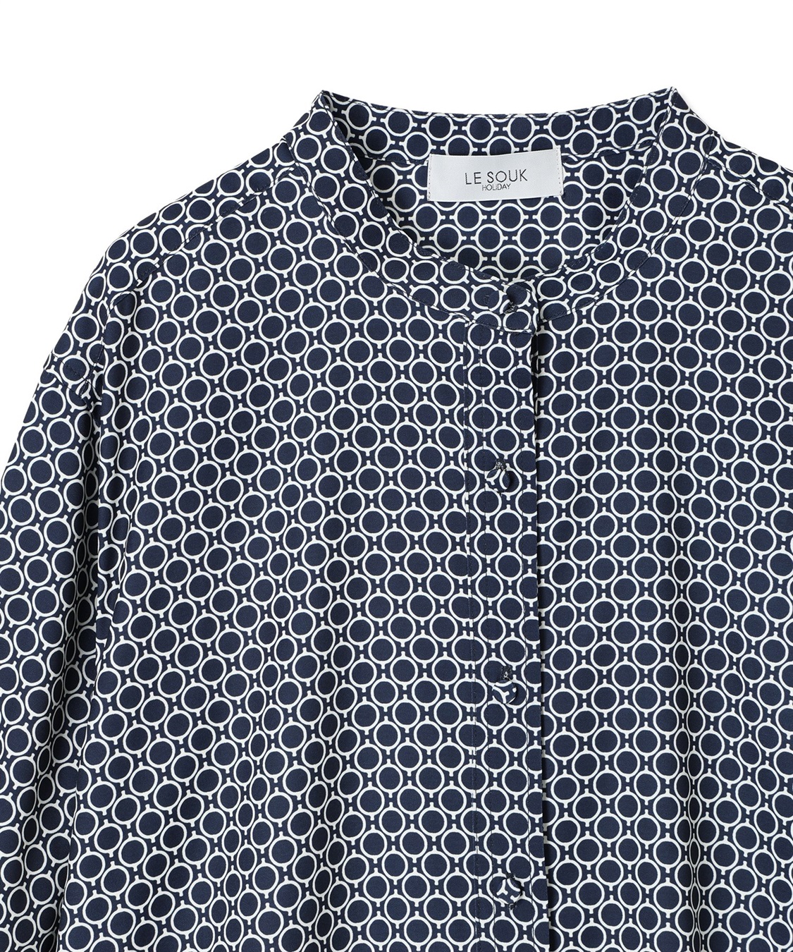 LE SOUK HOLIDAY 幾何学プリントバンドカラーブラウス_sub_24