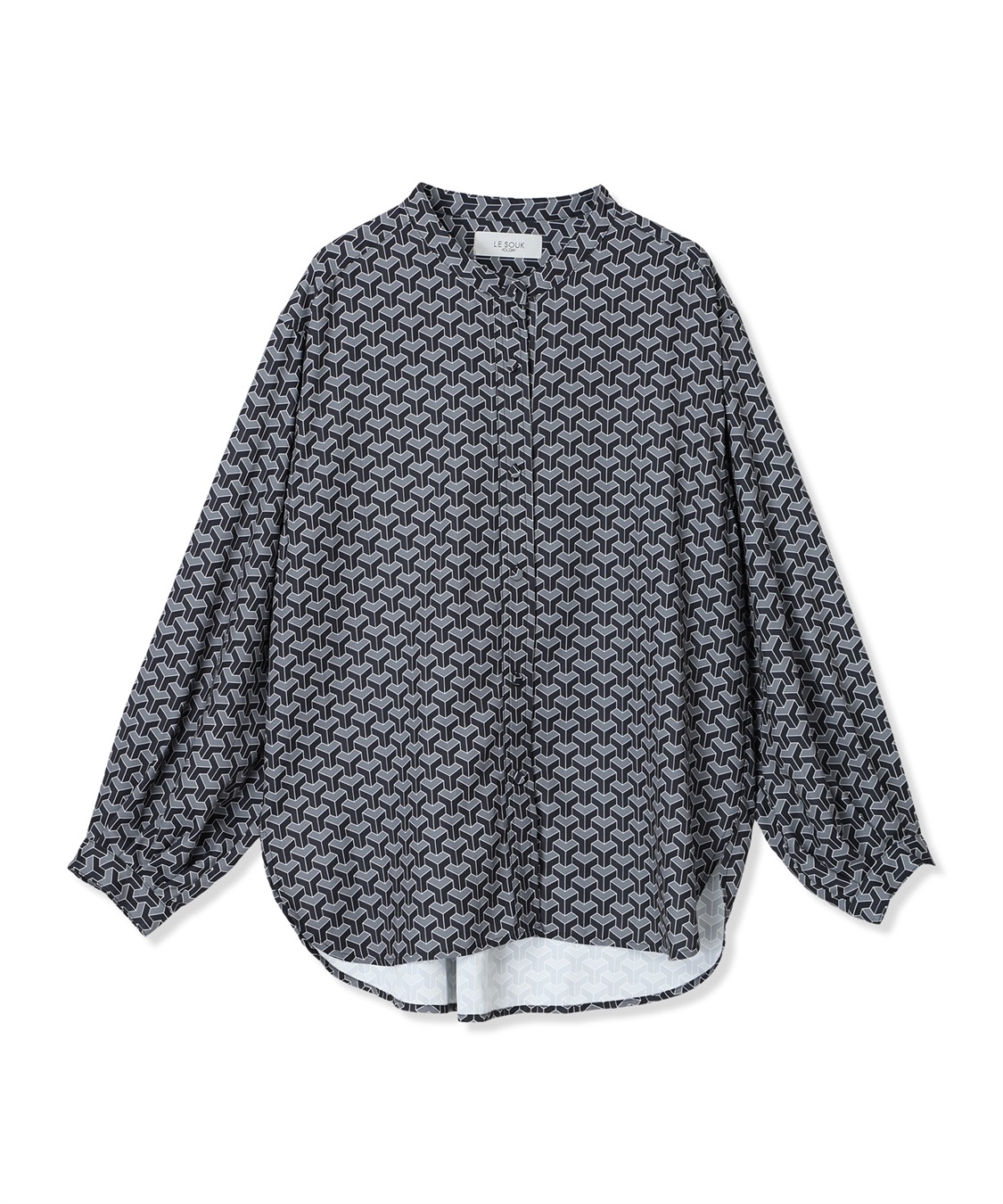 LE SOUK HOLIDAY 幾何学プリントバンドカラーブラウス_sub_29