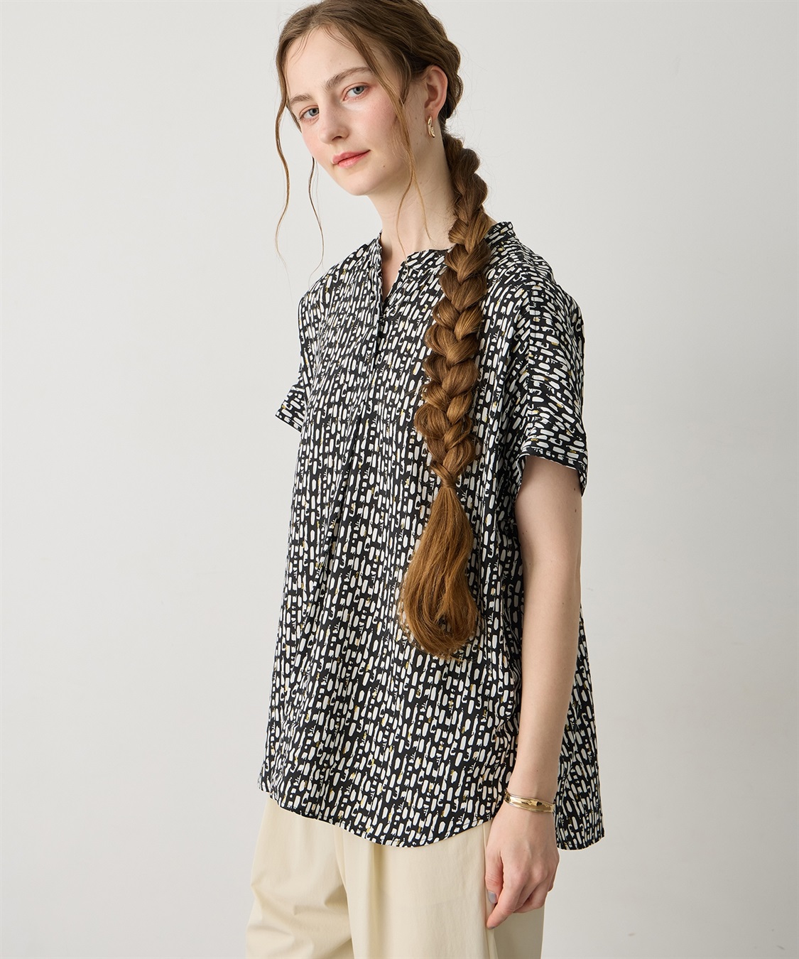 LE SOUK HOLIDAY フレンチスリーブプリントブラウス_sub_3