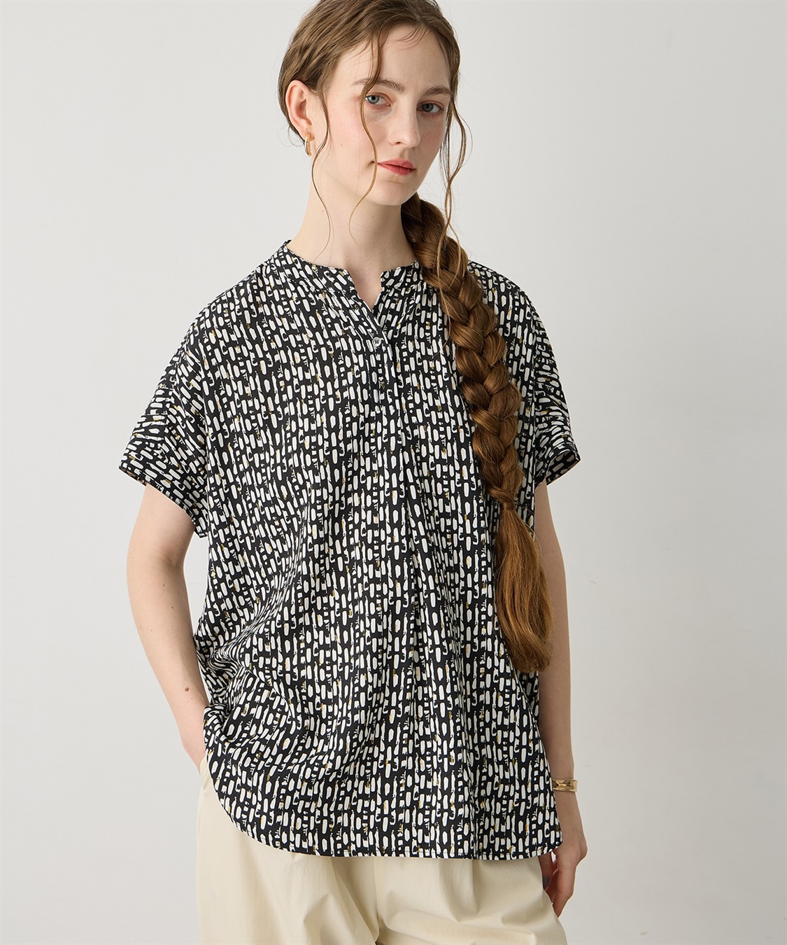 LE SOUK HOLIDAY フレンチスリーブプリントブラウス_sub_4