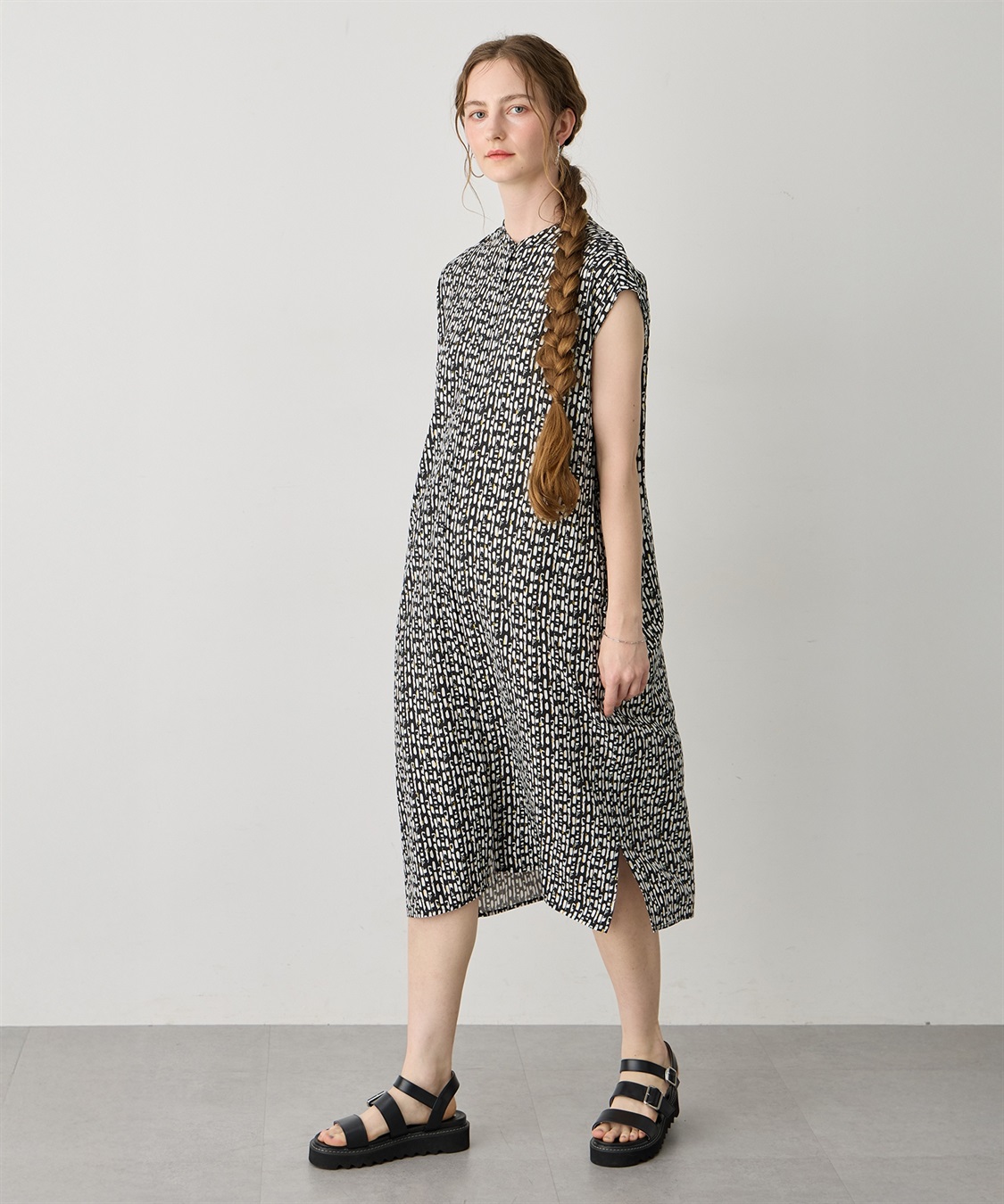 LE SOUK HOLIDAY バンドカラープリントワンピース_sub_1