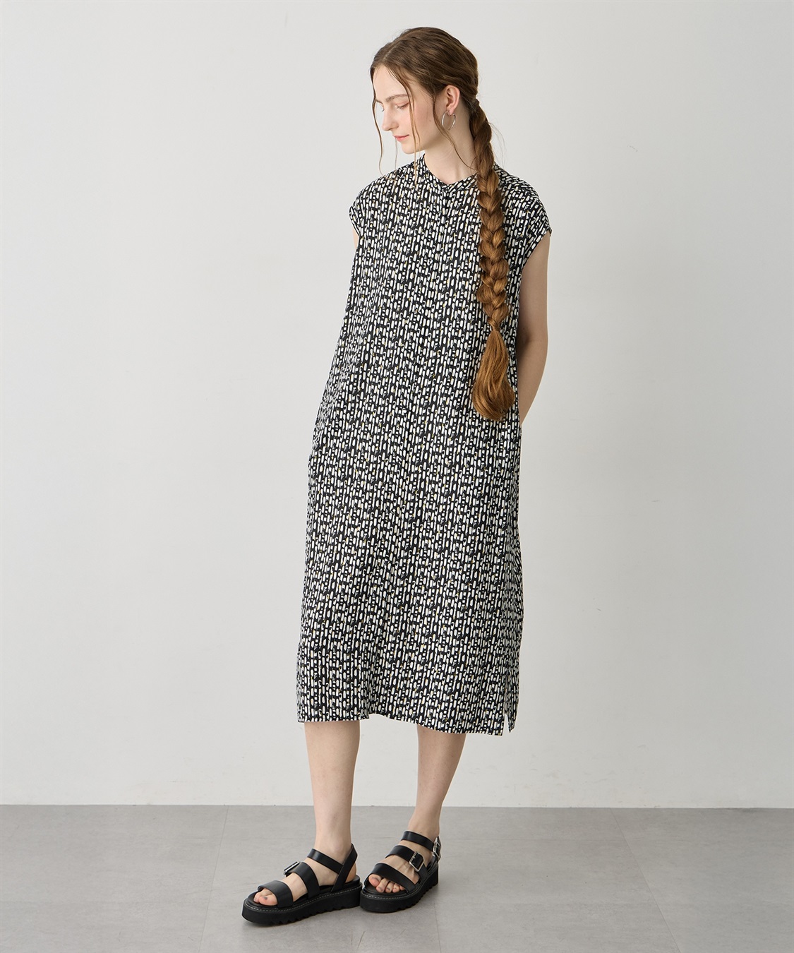 LE SOUK HOLIDAY バンドカラープリントワンピース_sub_2