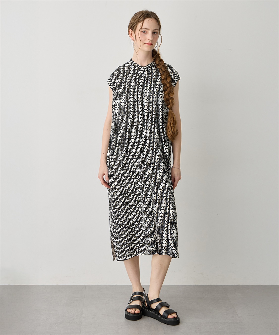 LE SOUK HOLIDAY バンドカラープリントワンピース_sub_4