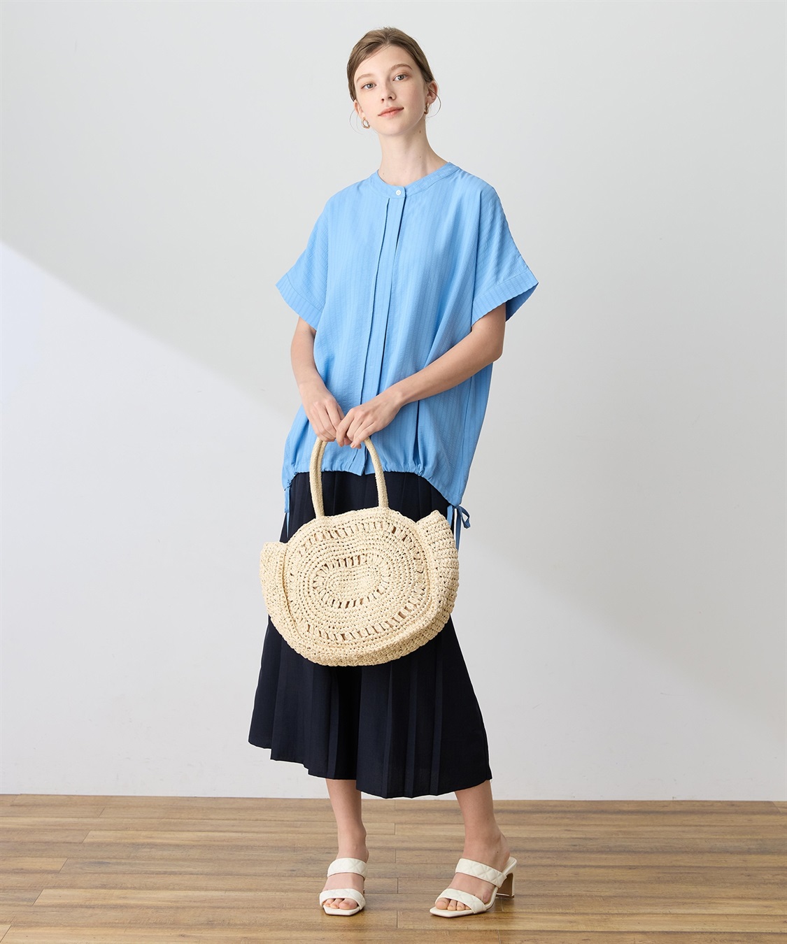LE SOUK HOLIDAY トリコット裾ドロストブラウス【接触冷感・UVカット】_sub_9