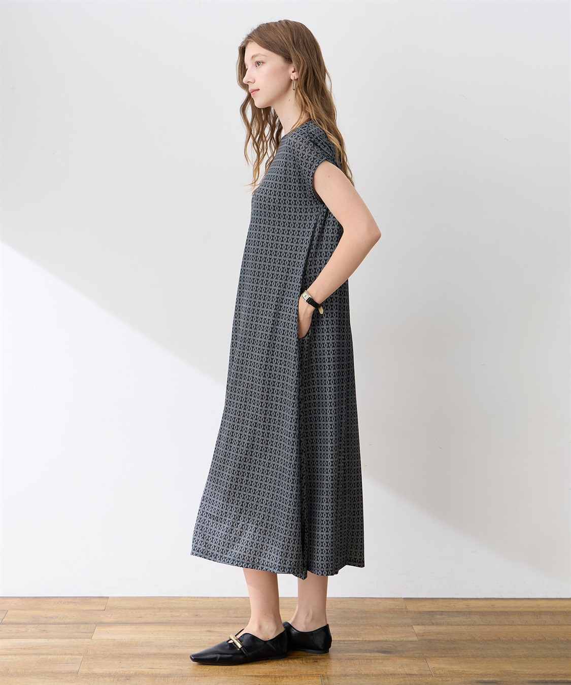 LE SOUK HOLIDAY ストレッチリネンライクプリントワンピース【接触冷感・UVカット】_sub_2
