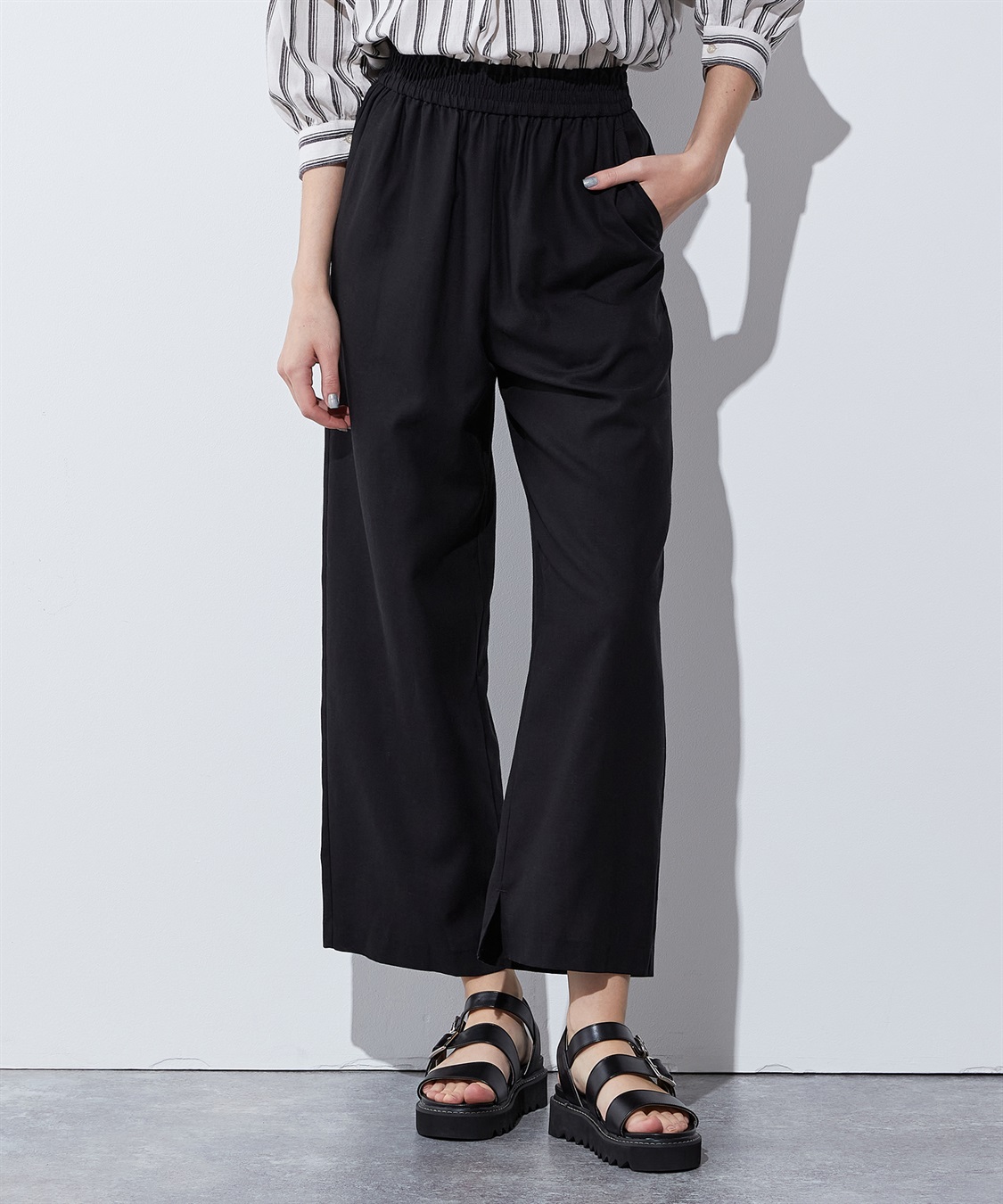 セットアップ】シャーリングワイドパンツ LE SOUK HOLIDAY｜クロス