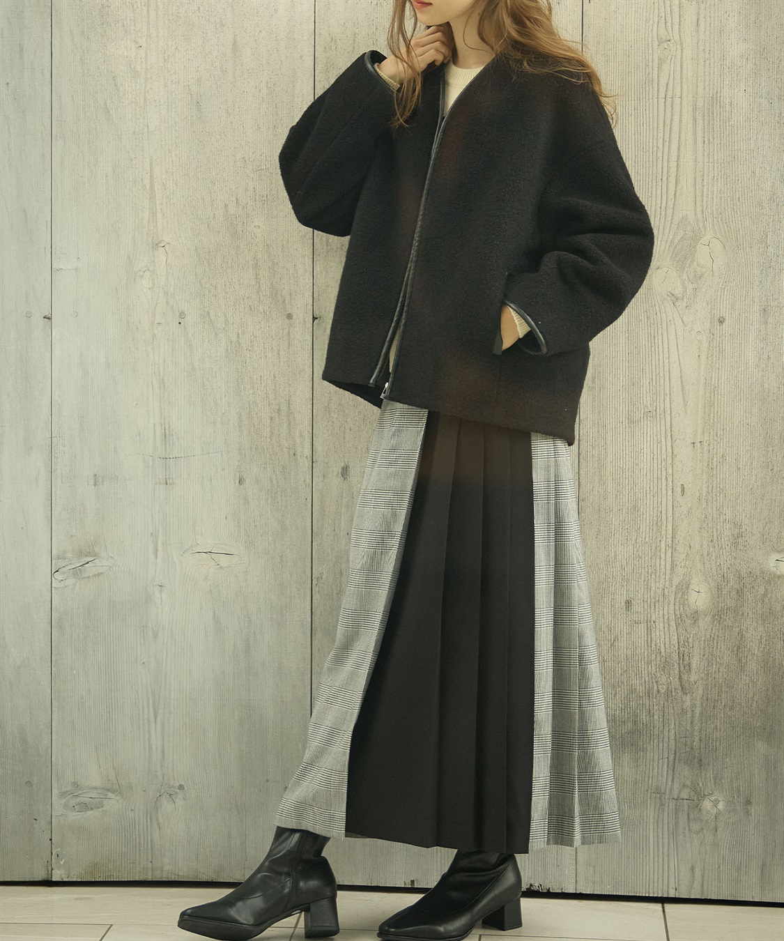 LE SOUK HOLIDAY チェック切り替えプリーツスカート_sub_2